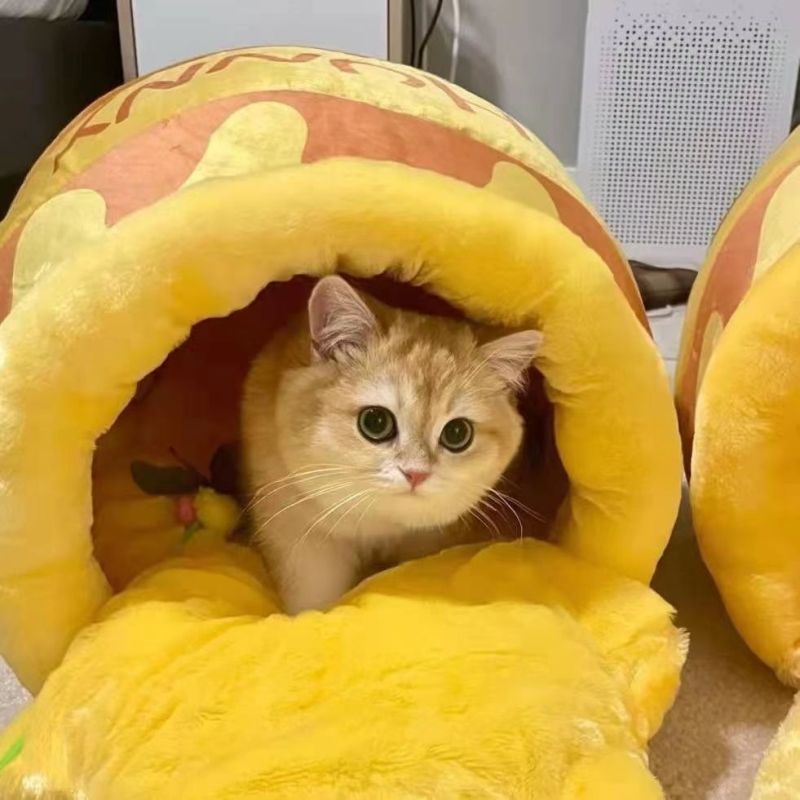 Wholesale Honey Jar Design Short Plush Cat Cave Beds