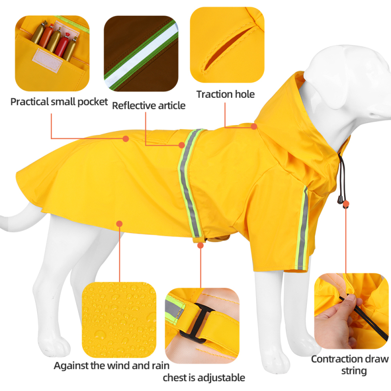 Wholesale Reflective Stripe Waterproof Dog Rain Coat
