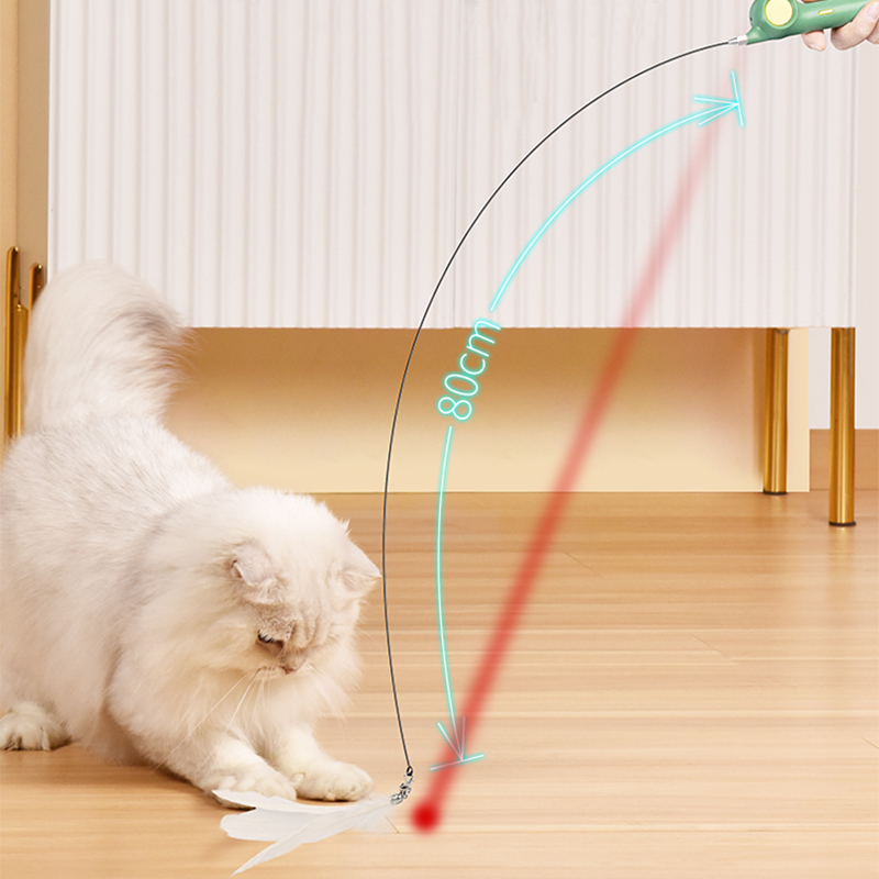 Manufacturer wholesale green white pink interactive cat feather teaser toys