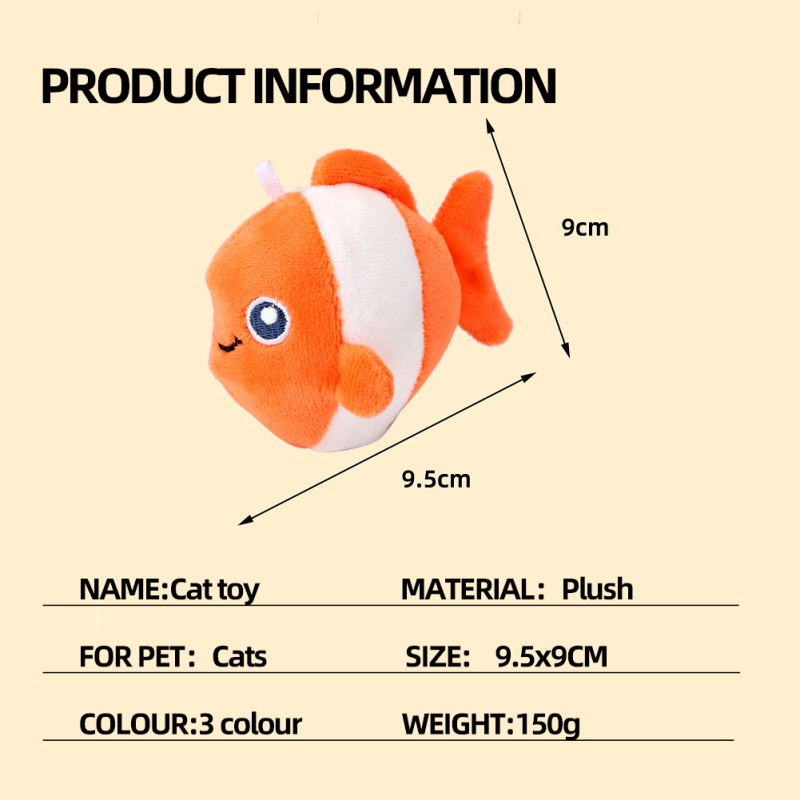 Wholesale Cute Plush Squeaky Catnip Cat Fish Toy