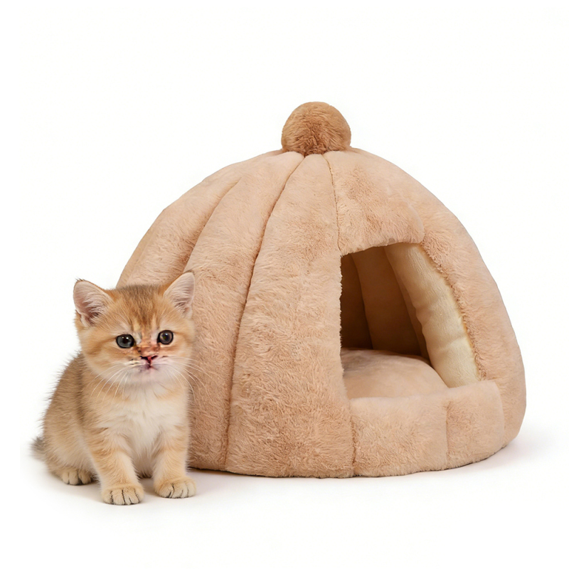 Wholesale Warm Detachable Plush Cat House Bed Indoor