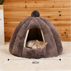 Wholesale Warm Detachable Plush Cat House Bed Indoor