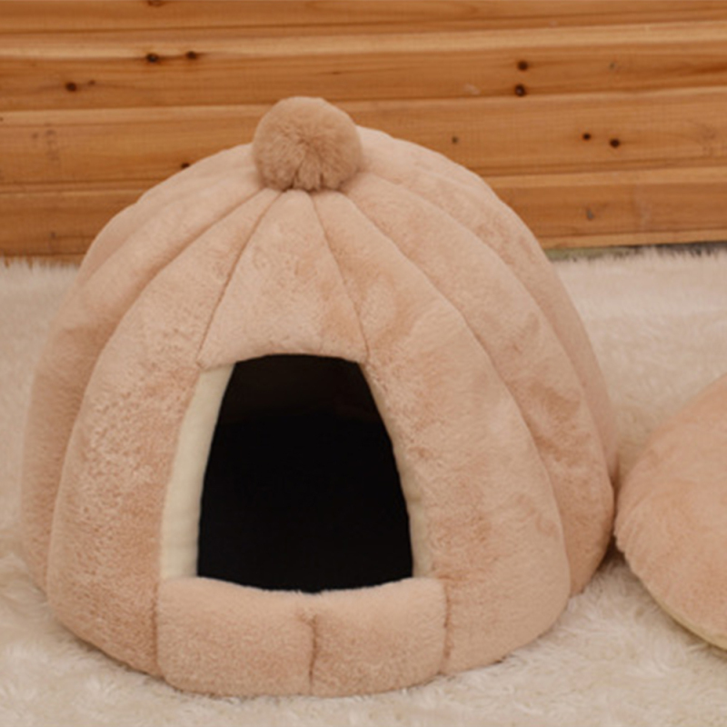 Wholesale Warm Detachable Plush Cat House Bed Indoor