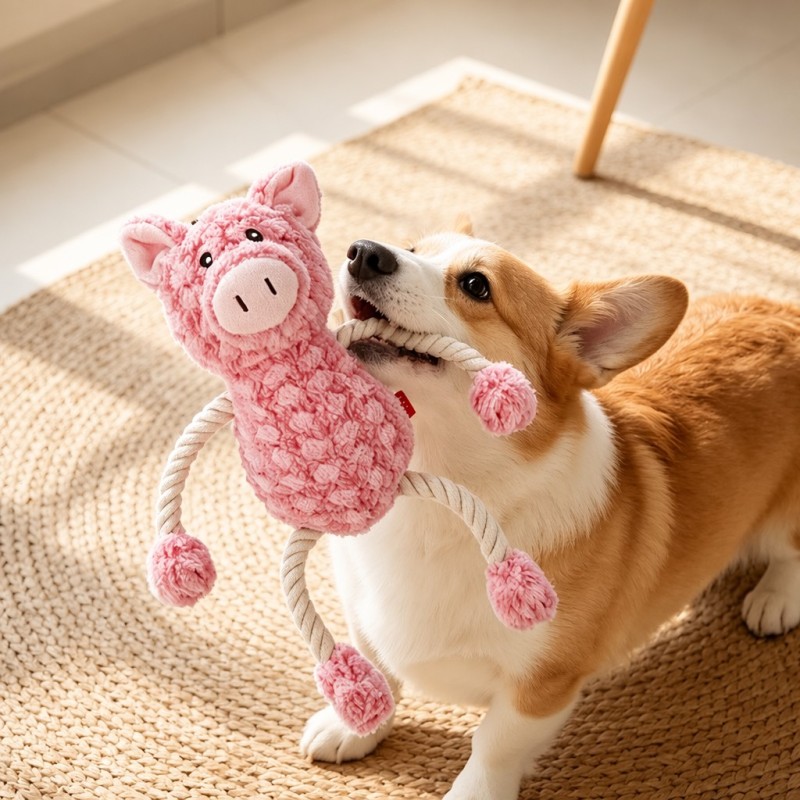 Wholesale Custom Logo Chew Cute Dog Toys Plush with Rope
