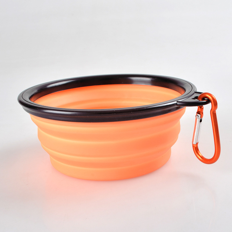 Manufacturer wholesale custom logo foldable carrier portable pet dog collapsible bowl with buckle
