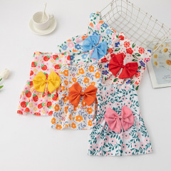 Wholesale Summer Bowknot Flower Dot Design Cat Dog Dress