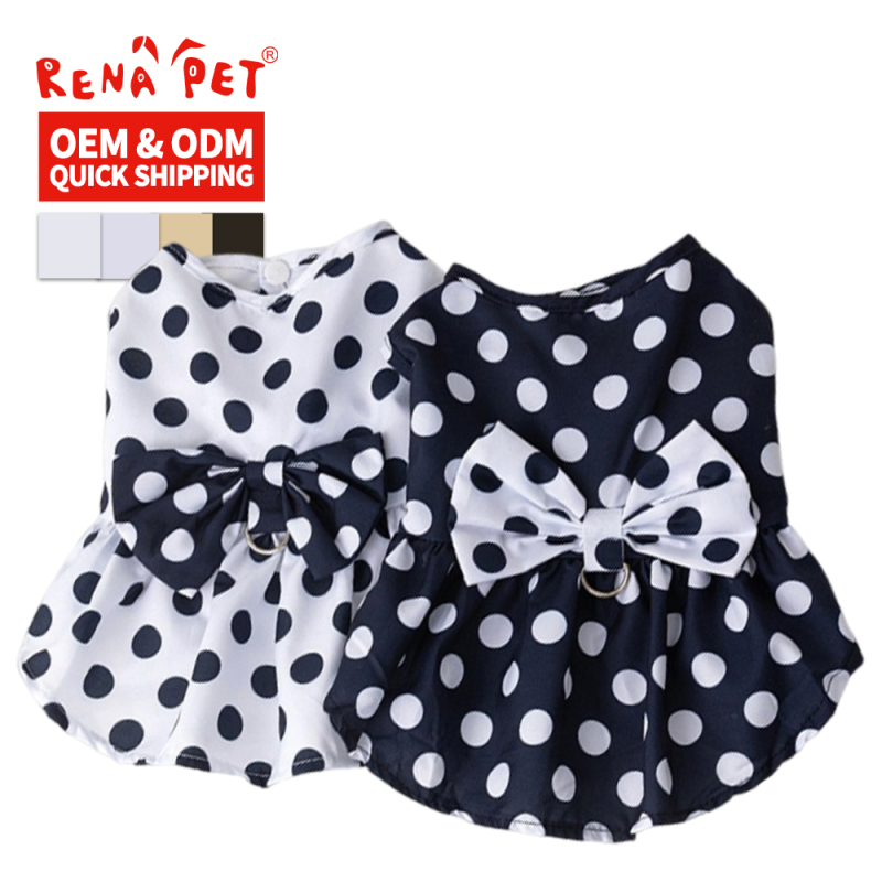 Wholesale Summer Bowknot Flower Dot Design Cat Dog Dress