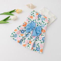 Wholesale Summer Bowknot Flower Dot Design Cat Dog Dress