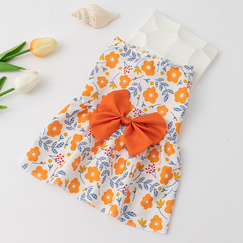 Wholesale Summer Bowknot Flower Dot Design Cat Dog Dress