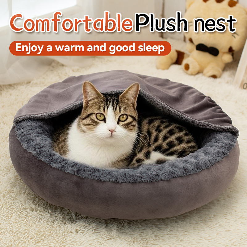 Wholesale Manufacturer Custom Logo Soft Warm Plush Pet Supplier Dog Cat Cave Bed