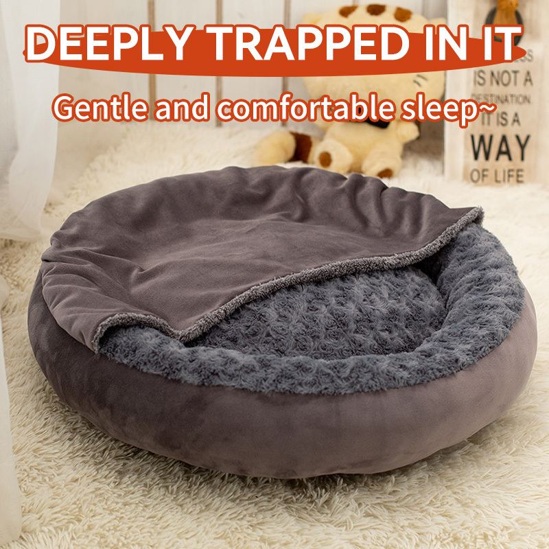 Wholesale Manufacturer Custom Logo Soft Warm Plush Pet Supplier Dog Cat Cave Bed