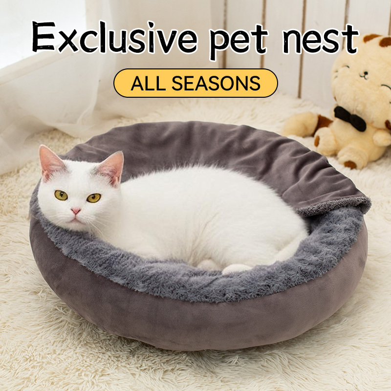 Wholesale Manufacturer Custom Logo Soft Warm Plush Pet Supplier Dog Cat Cave Bed