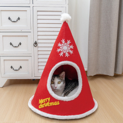 Manufacturer wholesale felt hat shape triangle cat bed christmas