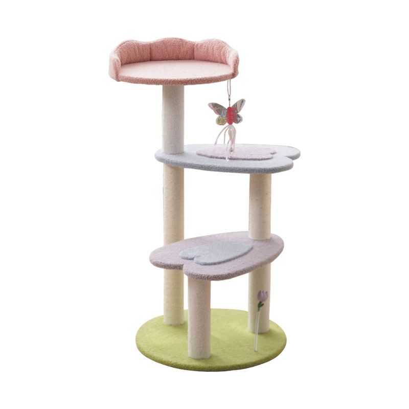 Manufacturer wholesale pink design flower scratcher cat tree house