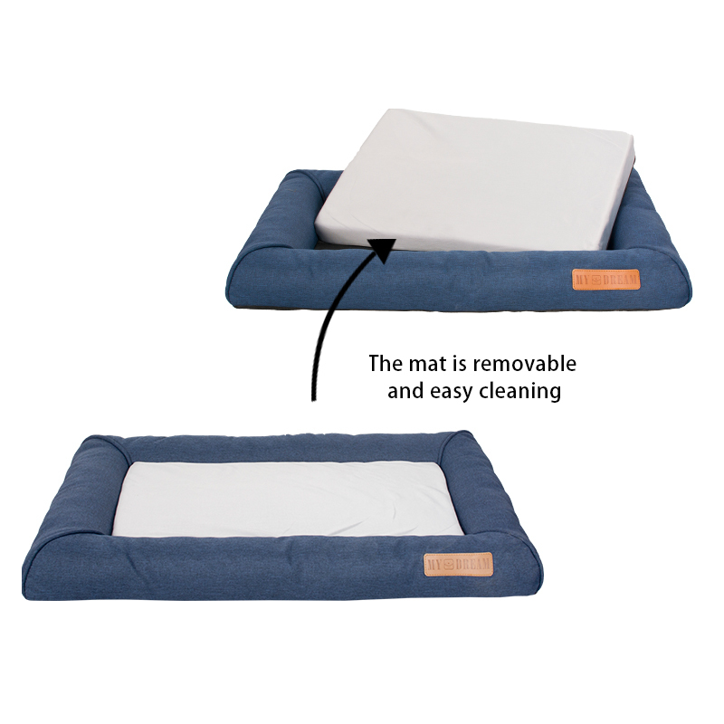 Manufacturer wholesale blue grey sofa cushion memory foam cooling dog bed orthopedic series