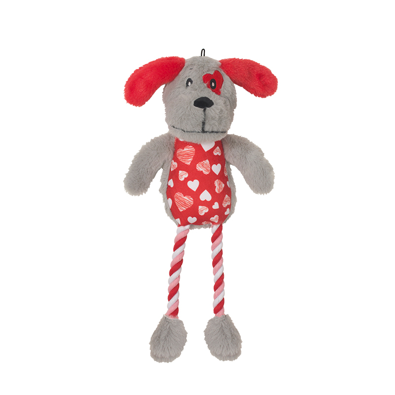 Manufacturer wholesale short plush rope cute pink dog toys set valentines day