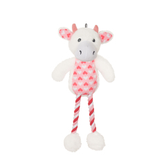 Manufacturer wholesale short plush rope cute pink dog toys set valentines day