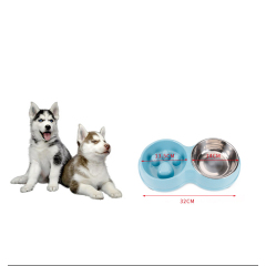 Manufacturer wholesale travel outdoor non slip stainless steel plastic slow feeder pet dog bowl