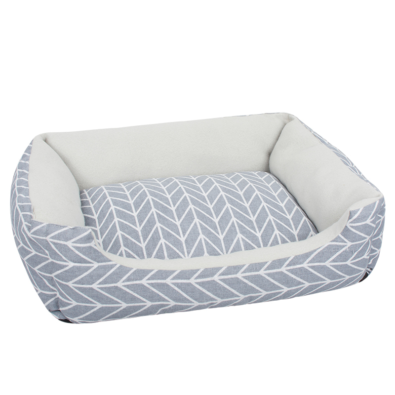 Manufacturer wholesale linen cotton stuffed grey pet dog warm soft bed