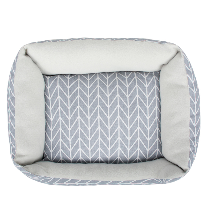 Manufacturer wholesale linen cotton stuffed grey pet dog warm soft bed