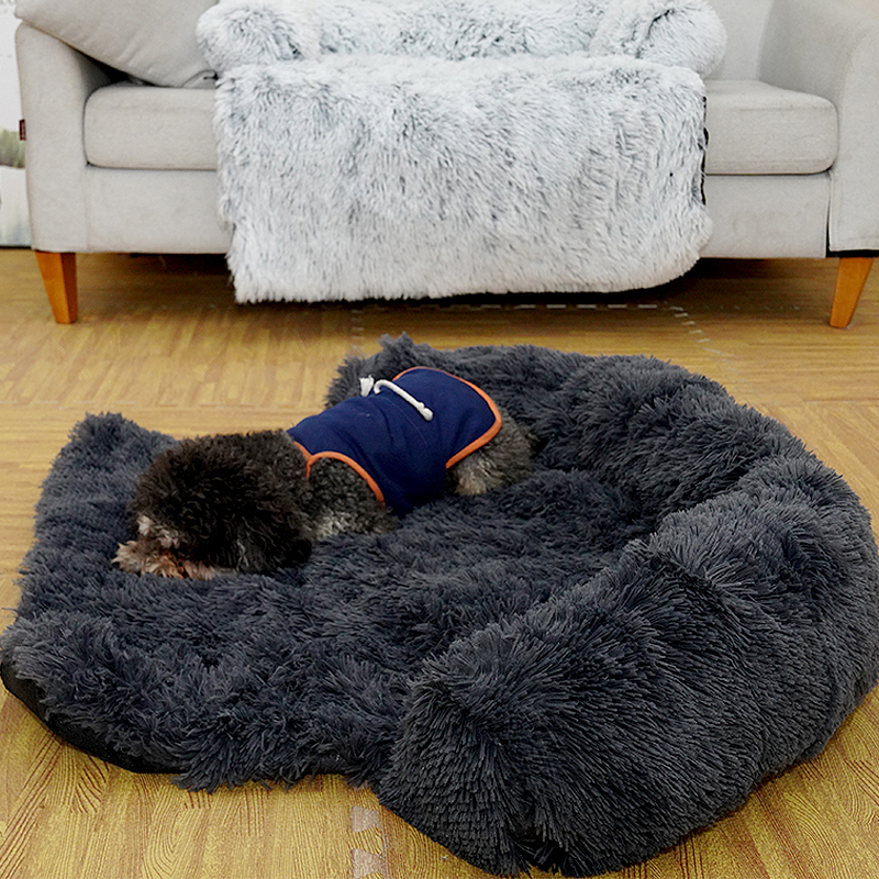 Manufacturer wholesale soft warm plush grey pink washable blanket dog large bed