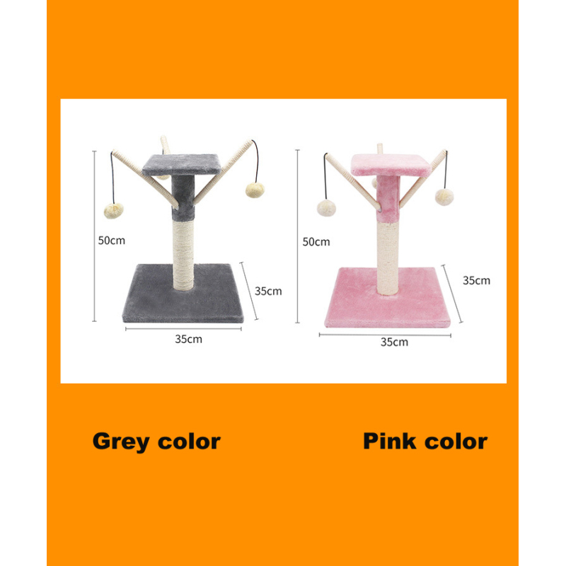 Manufacturer wholesale pink grey bite resistance sisal small cat scratcther with plush ball