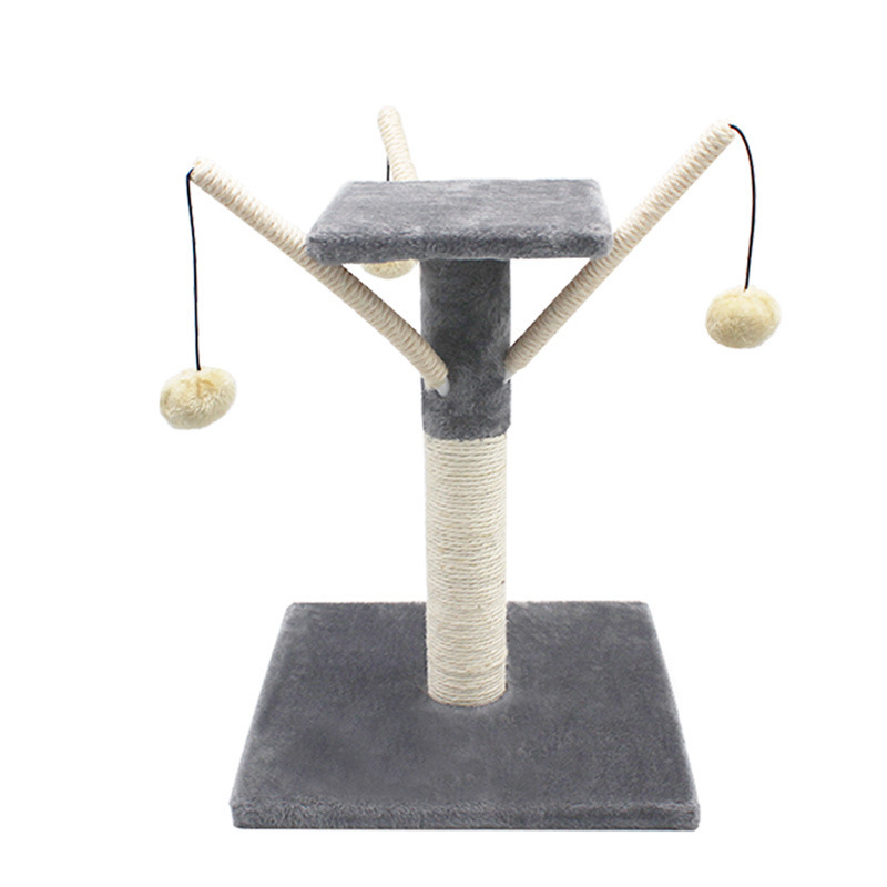 Manufacturer wholesale pink grey bite resistance sisal small cat scratcther with plush ball