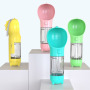 Manufacturer wholesale 3 in 1 portable functional dog water bottle food with poop bag storage