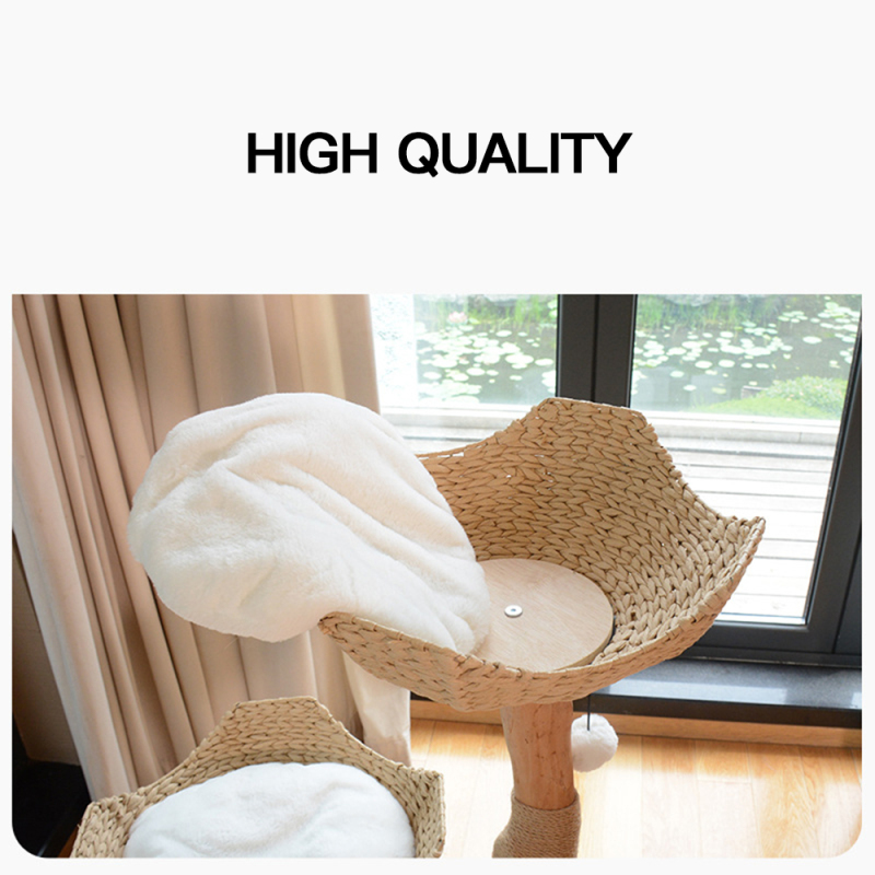 Manufacturer wholesale rattan weaving cat tree house solid wood