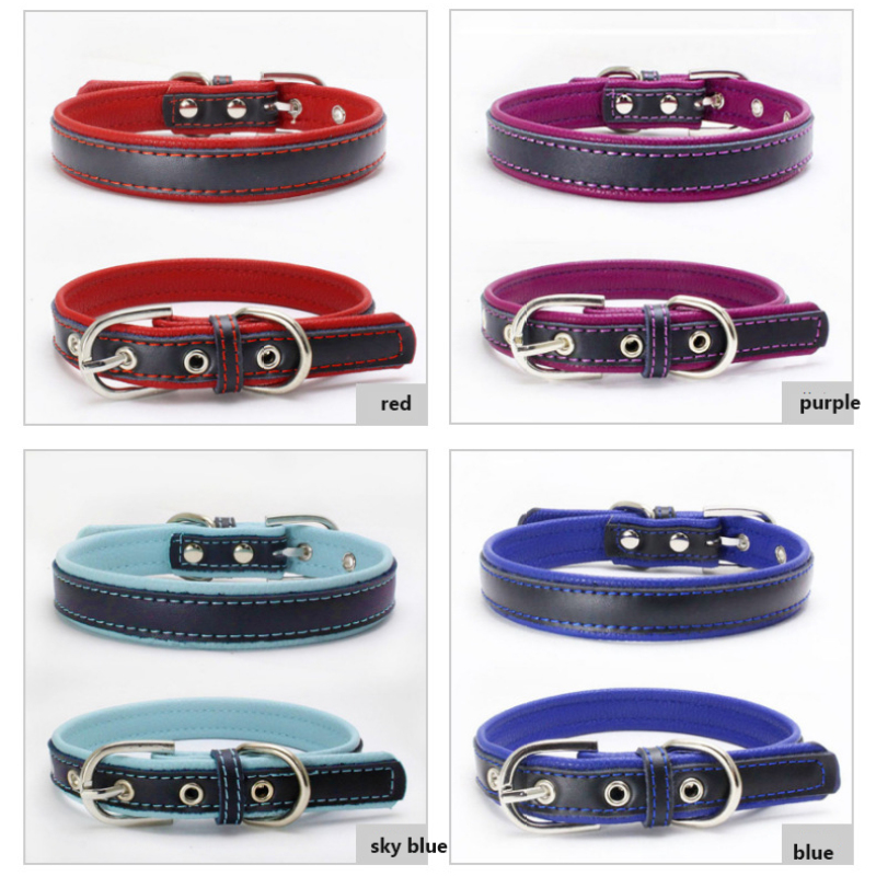 Manufacturer wholesale multi-color adjustable dog leather collar