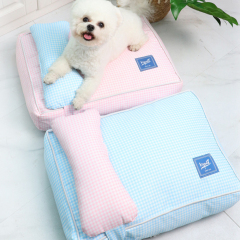 Manufacturer wholesale plaid detachable dog bed with pillow