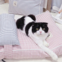 Manufacturer wholesale plaid detachable dog bed with pillow