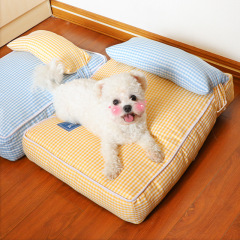 Manufacturer wholesale plaid detachable dog bed with pillow