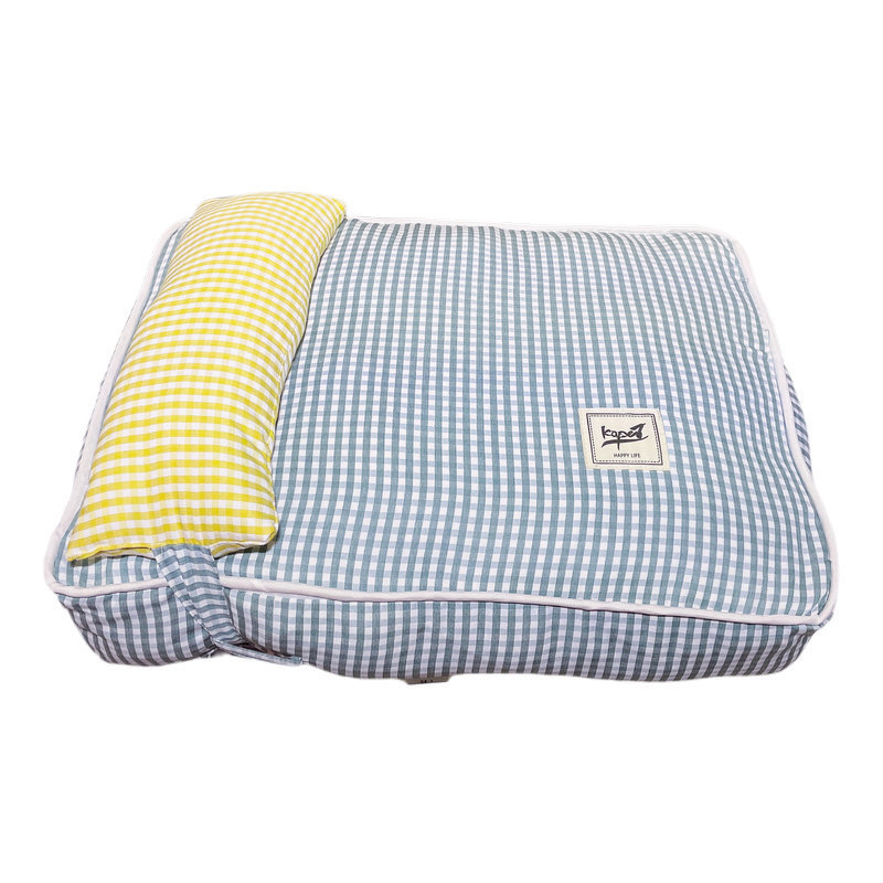 Manufacturer wholesale plaid detachable dog bed with pillow