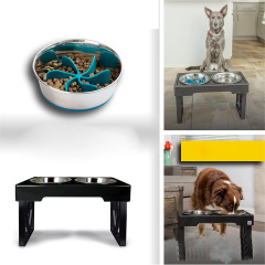 Manufacturer wholesale raised adjustable height elevated dog two bowls