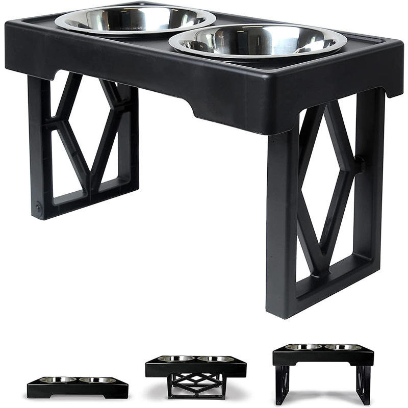 Manufacturer wholesale raised adjustable height elevated dog two bowls