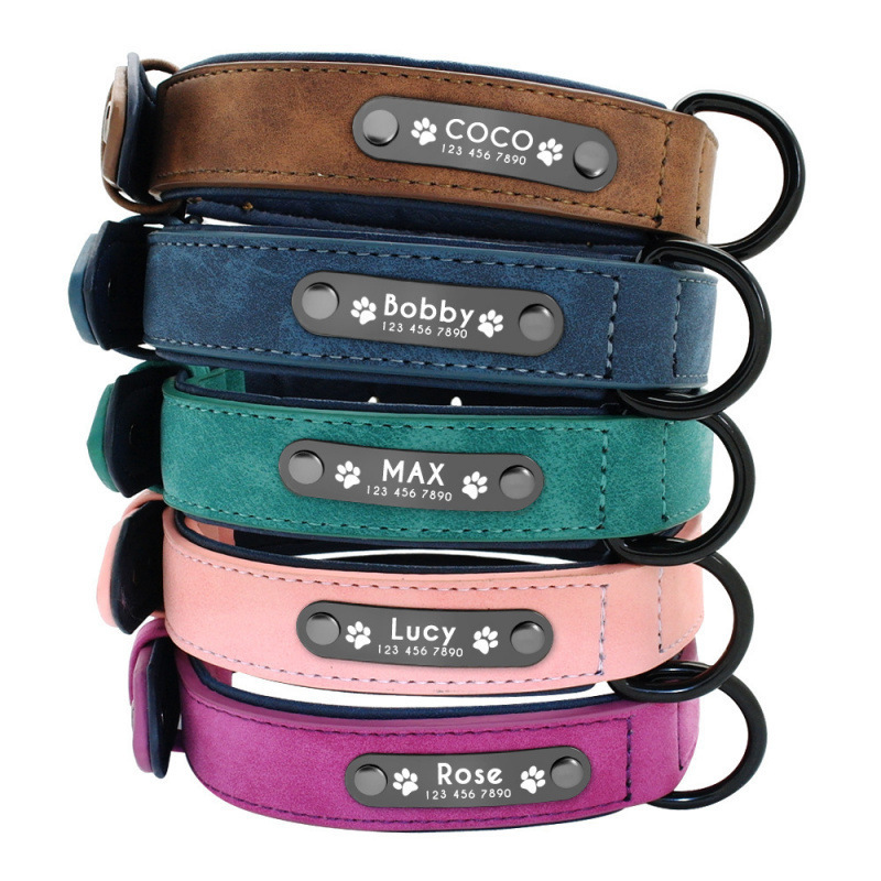 Wholesale Custom Tag Adjustable Dog PU Leather Collar