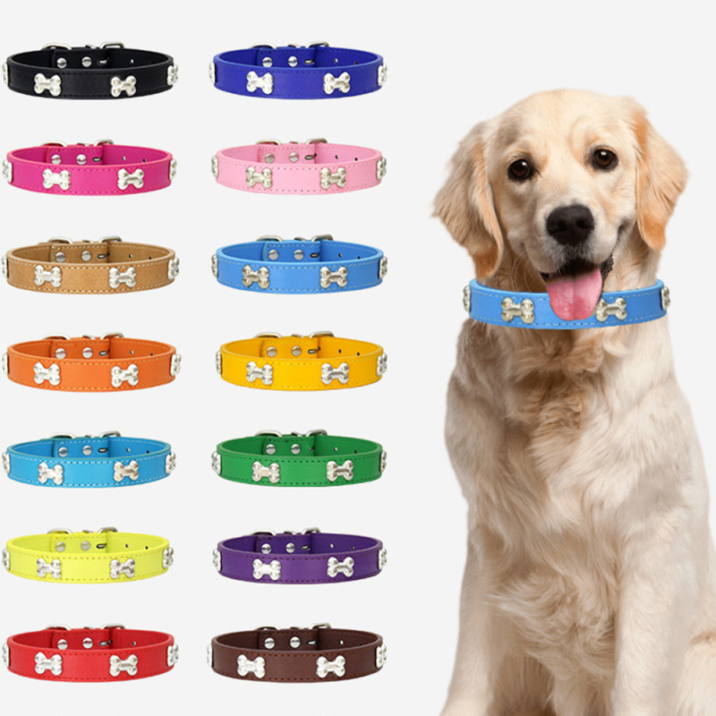 Wholesale Multi-colors Adjustable PU Dog Leather Collar