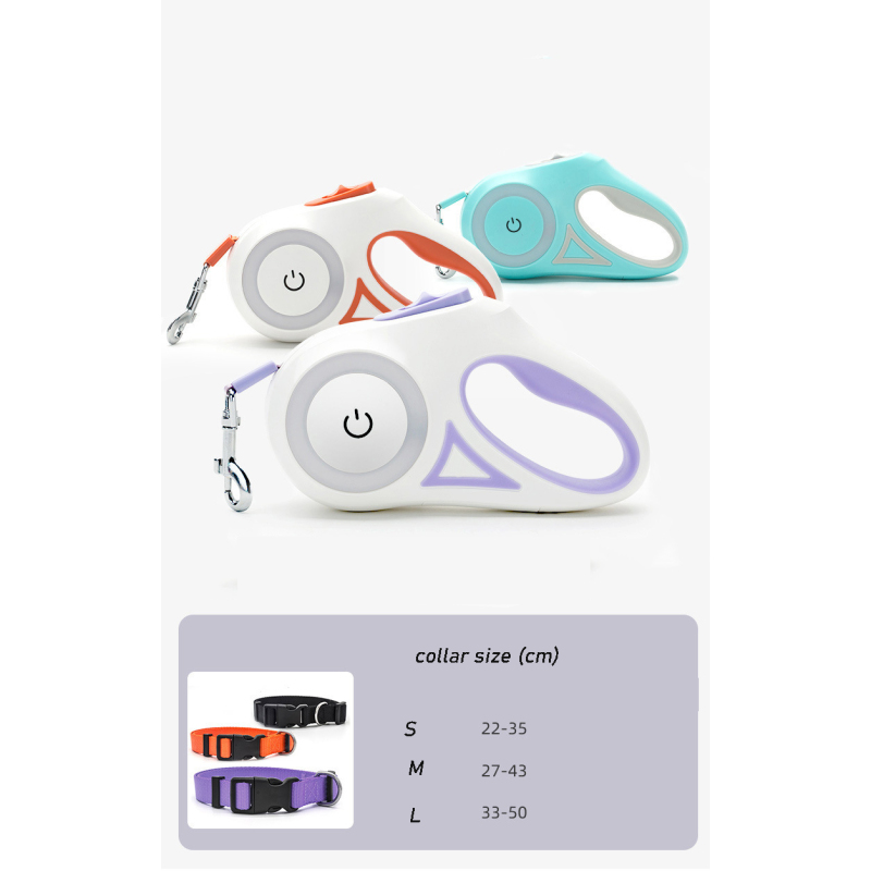 Manufacturer wholesale 3M 5M streamer automatic retractable dog leash with collar set