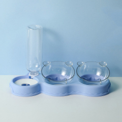 Manufacturer wholesale plastic portable dog two bowls with water bottle