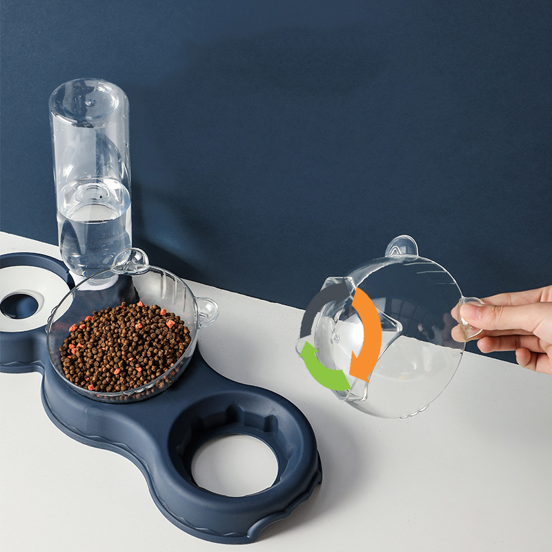Manufacturer wholesale plastic portable dog two bowls with water bottle