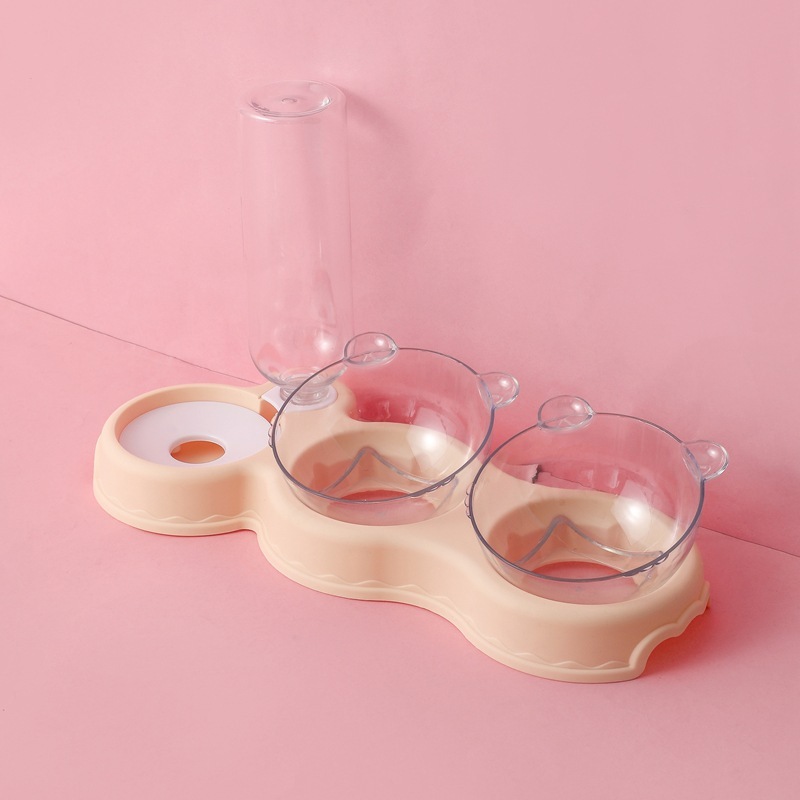 Manufacturer wholesale plastic portable dog two bowls with water bottle