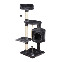 short plush high quality middle size cat trees dark grey