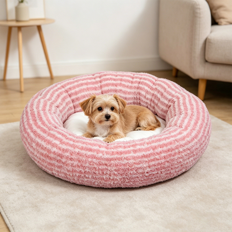 Manufacturer Wholesale Custom Logo Round Warm Cat Dog Bed Pet Product