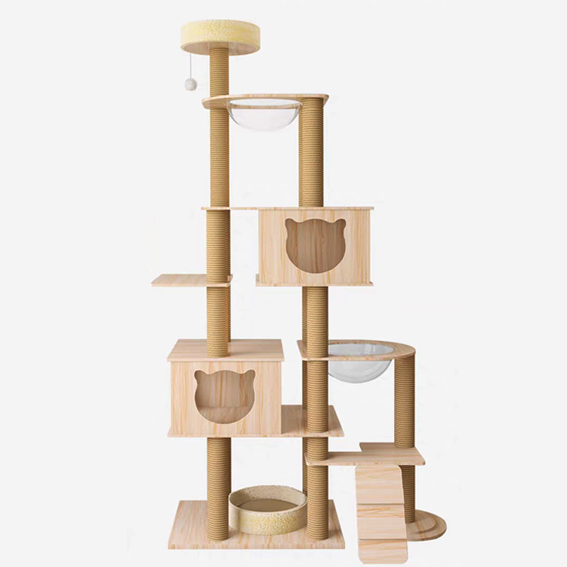 Manufacturer Wholesale Pet Product Wood Large Stair Design Condo Cat Tree Tower