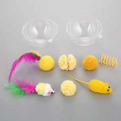 wholesale manufacturer plush feather paper flower set cat toys set christmas