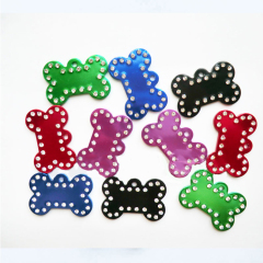 Manufacturer wholesale custom logo bone shape pet dog ID tags with diamond