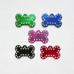 Manufacturer wholesale custom logo bone shape pet dog ID tags with diamond