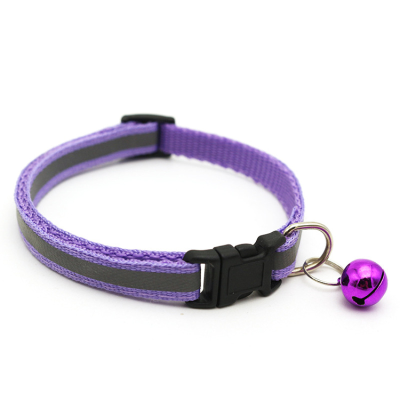 Manufacturer wholesale multi-colors adjustable nylon reflective collar with bell for cat dog use
