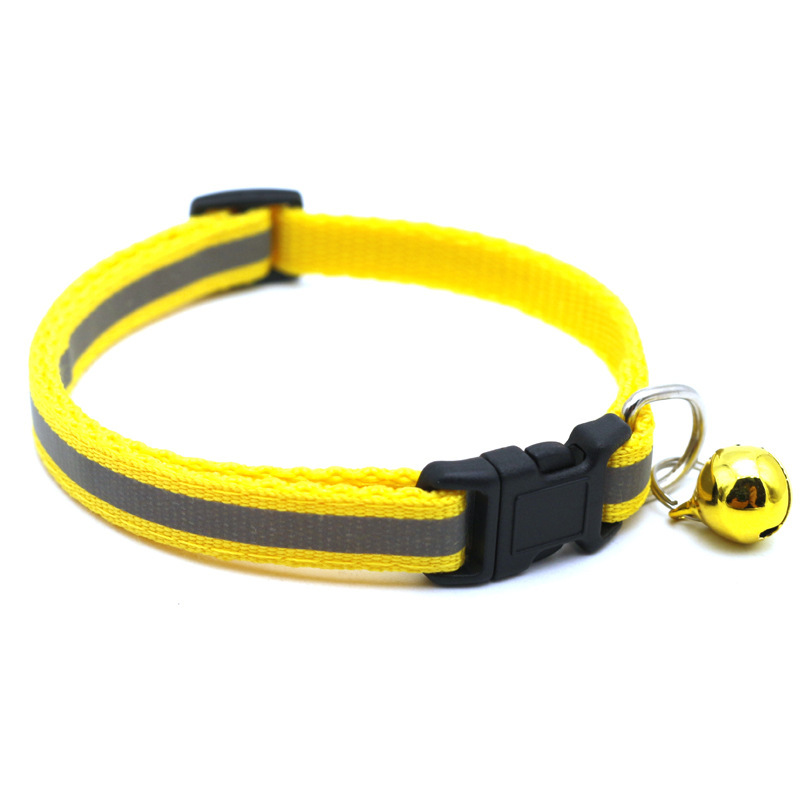 Manufacturer wholesale multi-colors adjustable nylon reflective collar with bell for cat dog use